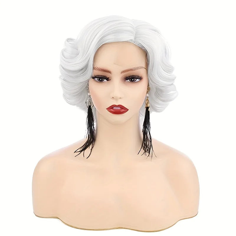 Perruque en dentelle synthétique multicolore pour femme, cheveux courts bouclés, raie 4 x 1, brun clair, base en dentelle suisse, boucles françaises, ondulations naturelles