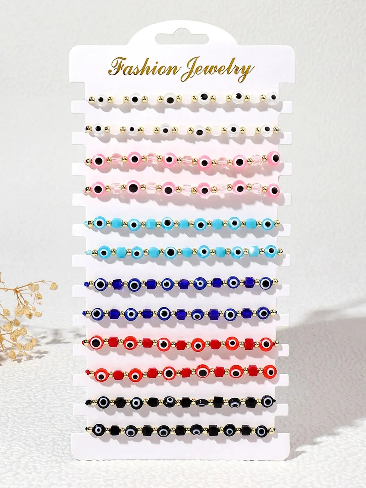 Lot de 12 bracelets carrés en cristal contre le mauvais œil, faits à la main, bracelets de prière réglables, bijoux de poignet, cadeau pour ami