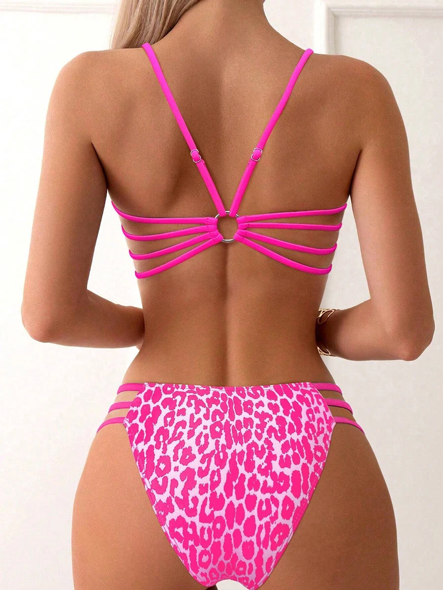 Maillot de bain sexy léopard pour femmes, micro bikini, taille haute, bandeau brésilien, vêtements de plage, 2025