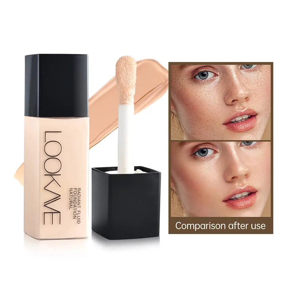 Fond de teint liquide LOOKAVE longue tenue, couvrance totale, crème mate, fond de teint CC, correcteur de maquillage, base liquide naturelle, hydratant