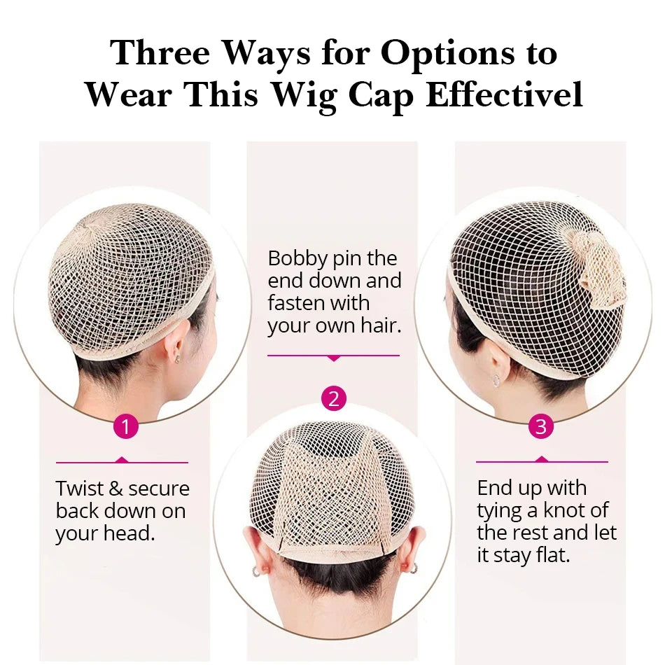 Lot de 2 bonnets en résille pour perruques noires et blondes, de bonne qualité, ouverts à une extrémité, pour femmes
