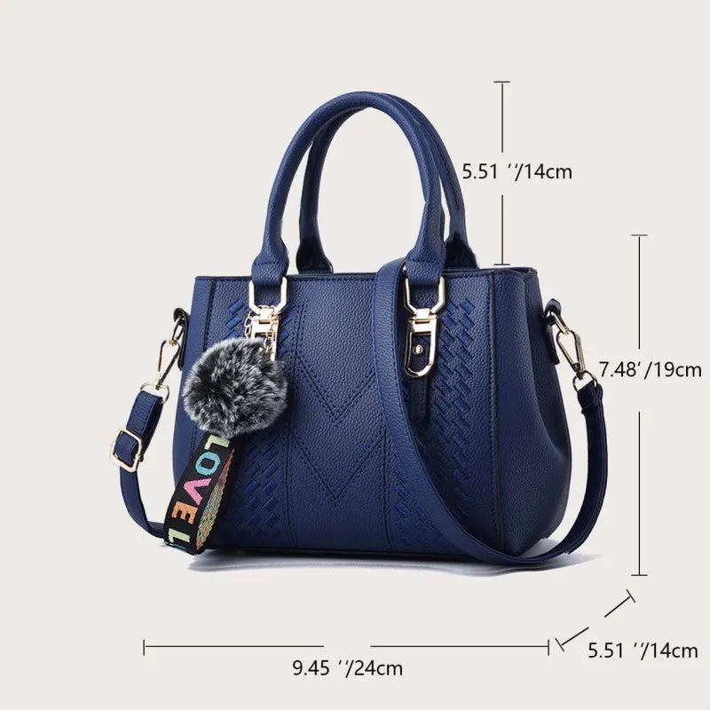 Sacs messager brodés pour femmes, sacs à main en cuir, sacs pour femmes, sac à main pour dames, sac à main en boule de poils
