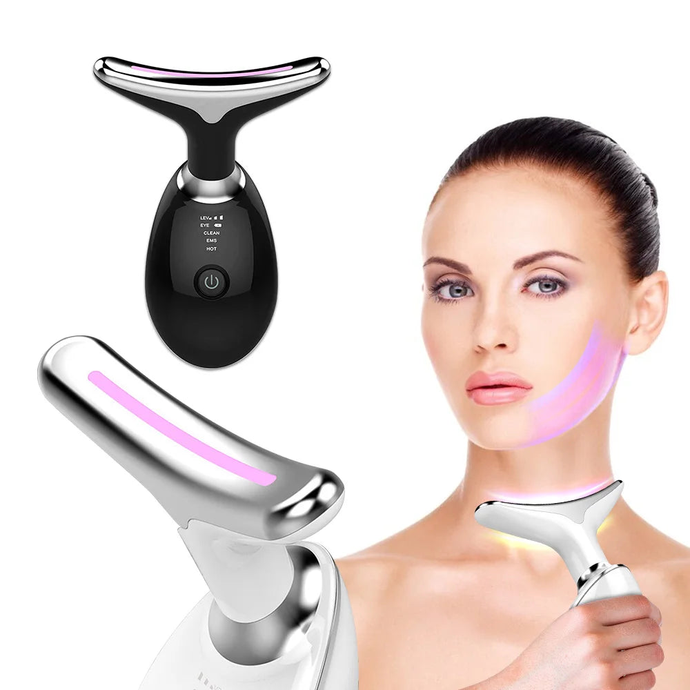 Appareil de beauté pour lifting du visage et du cou, appareil de massage facial EMS, thérapie par lumière LED, élimination du double menton, rajeunissement de la peau, raffermissement, anti-rides
