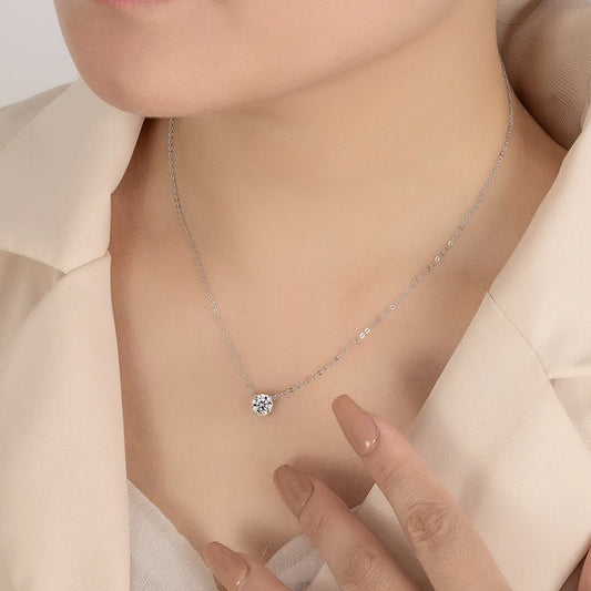 Collier PERFANY en moissanite de 1 à 5 carats pour femme, pendentif classique à quatre griffes en argent pur S925 et diamant, bijoux de mariage