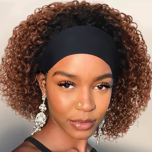 Perruque bandeau cheveux humains crépus bouclés ombrés T1B/30#, cheveux bouclés ondulés, fabriquée à la machine, 25, 30 et 35 cm, pour femmes noires