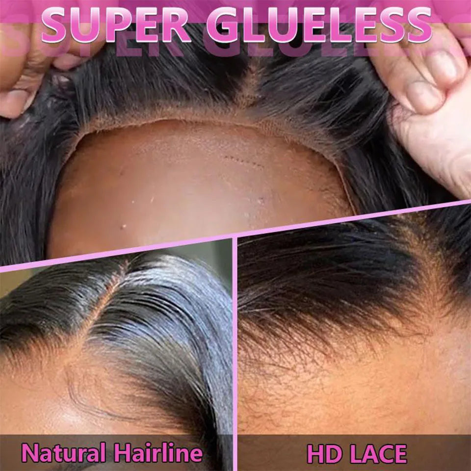 Perruque Alipearl #4 Body Wave 4x7 Lace Closure Ready Go sans colle transparente couleur marron pré-découpée Lace Pre Plucked Knots