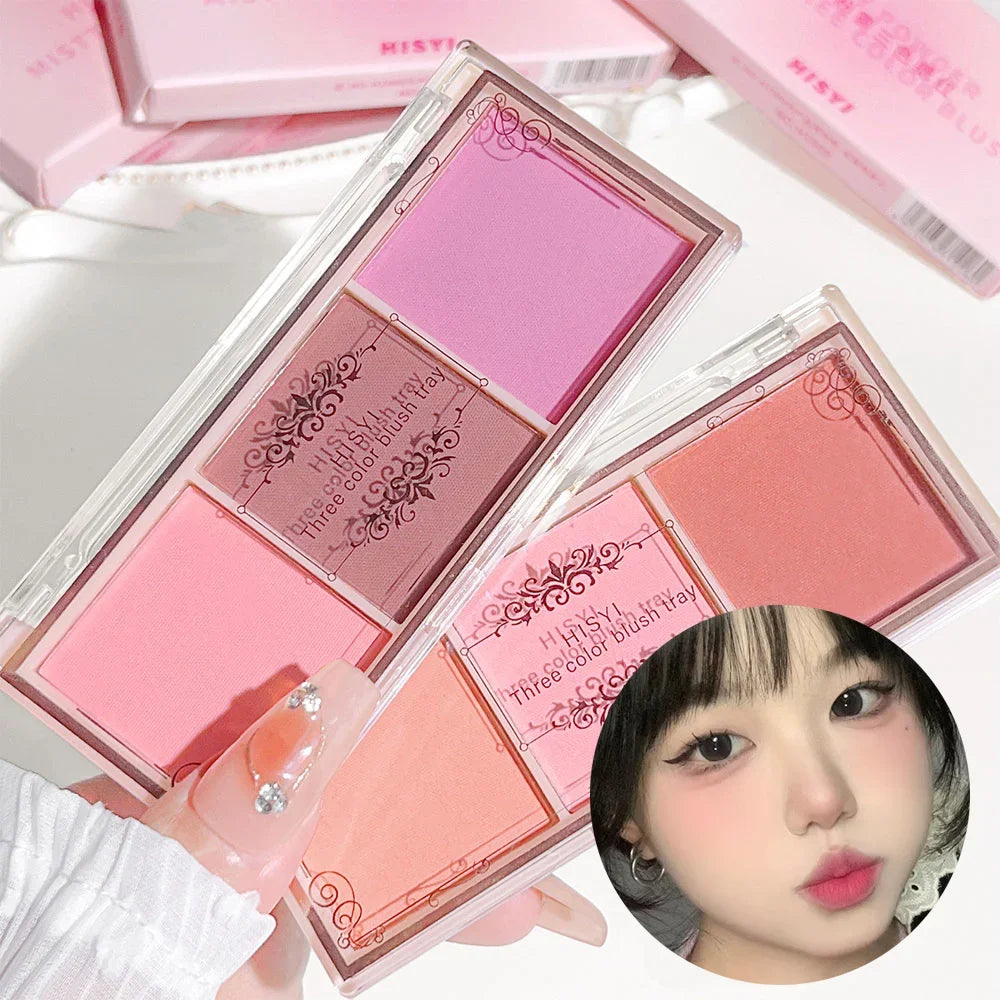 Fard à paupières 3 couleurs rouge joues nude maquillage naturel mat thé au lait orange maquillage longue tenue rendu des couleurs élevé invisible