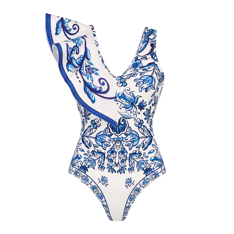 Maillot de bain et paréo imprimé vintage Flaxmaker 2025 pour femmes, élégant, sans manches, pour l'été