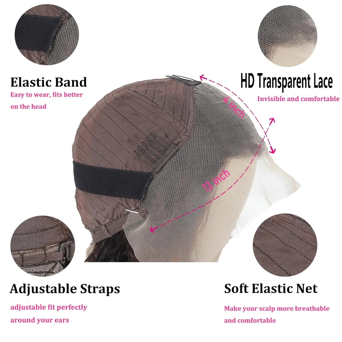 Perruque courte coupe Pixie naturelle, cheveux lisses, 13x4, avec lace front, pré-épilée, pour femmes noires