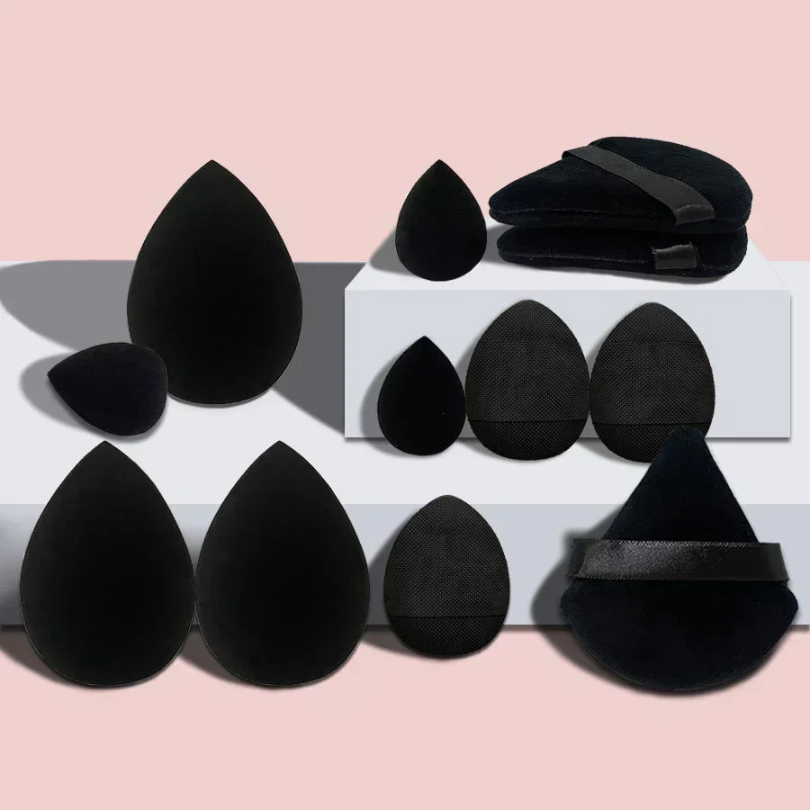 Lot de 12 éponges de maquillage en velours, forme triangulaire, pour le visage, pour les doigts, mini œuf de beauté, pour fond de teint liquide, accessoires de maquillage