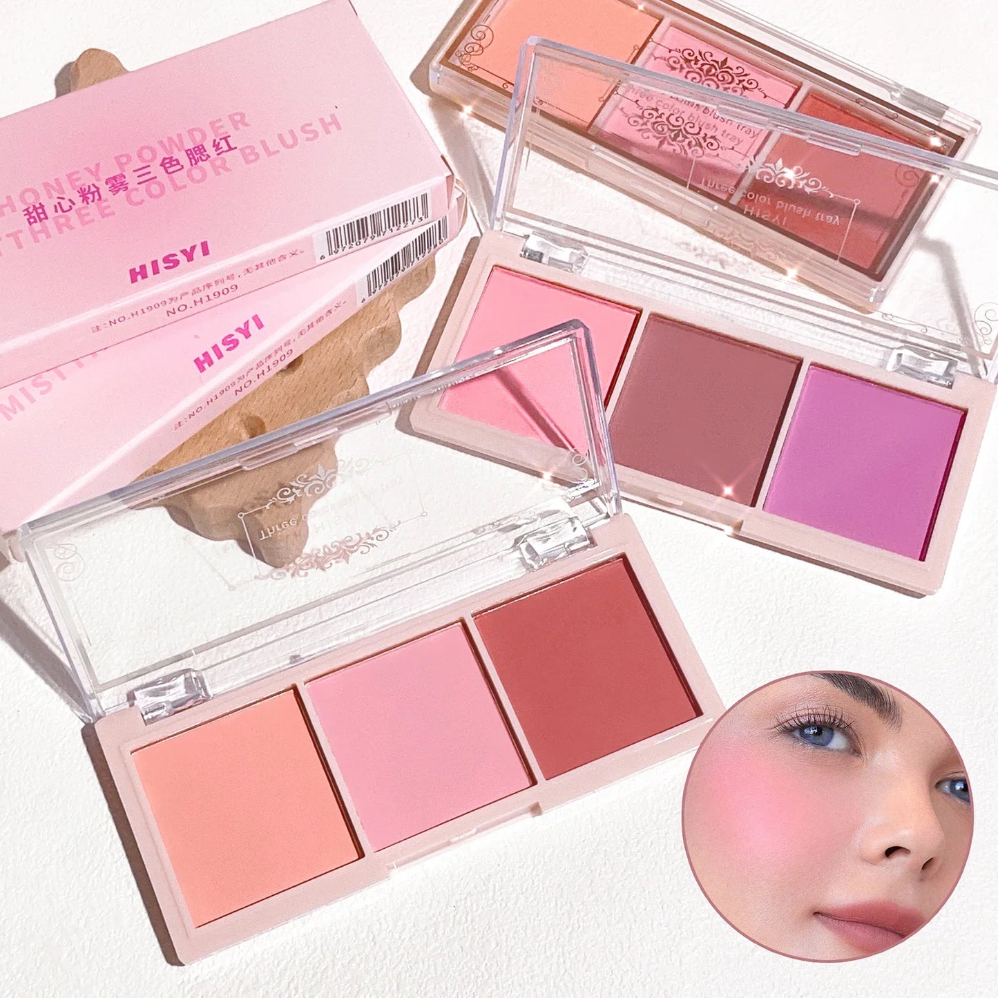 Fard à paupières 3 couleurs rouge joues nude maquillage naturel mat thé au lait orange maquillage longue tenue rendu des couleurs élevé invisible