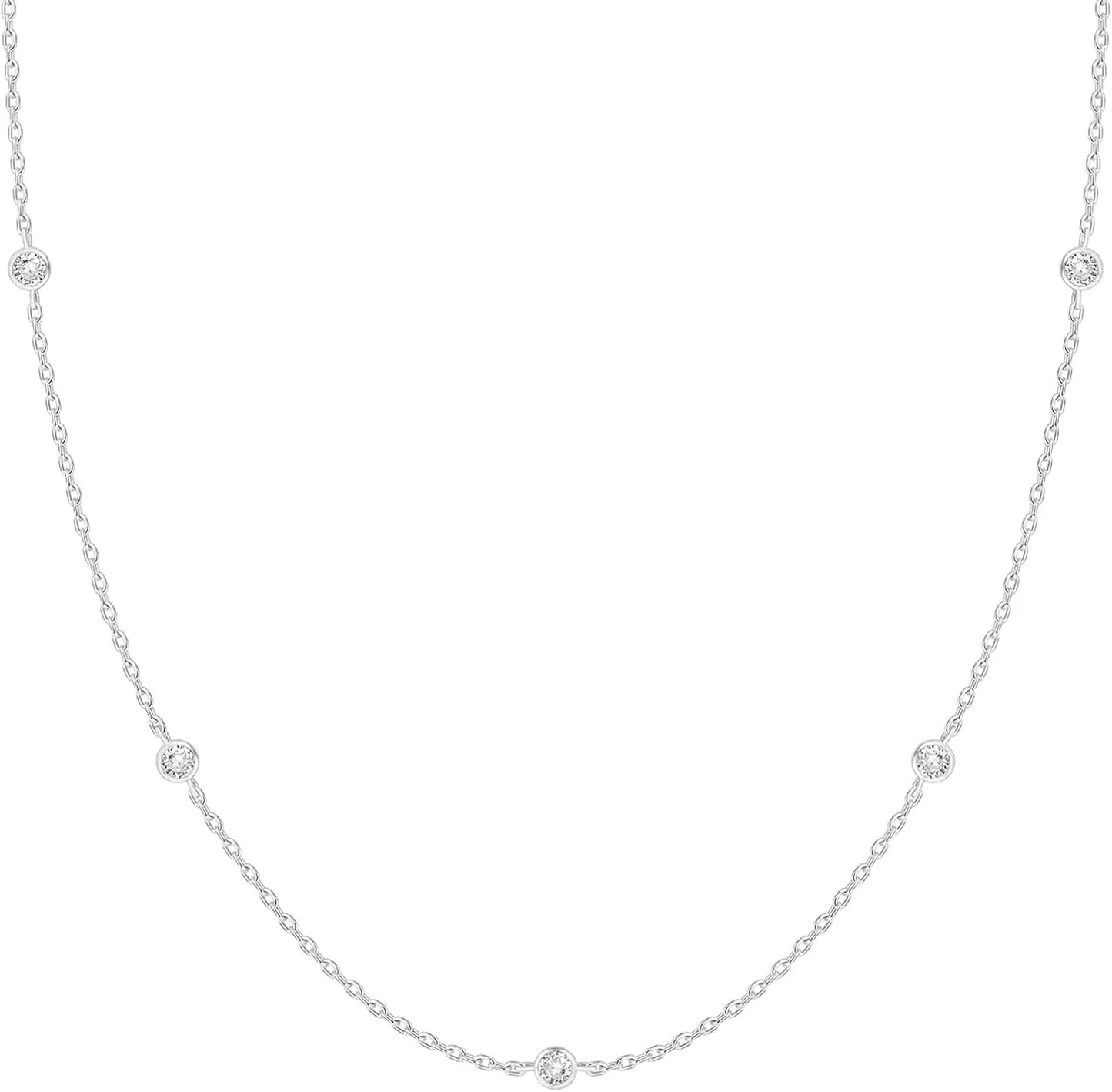 Collier de station plaqué or K, collier de diamant plaqué argent pour femmes, colliers de diamants simulés, cadeau pour femmes, chaîne CZ