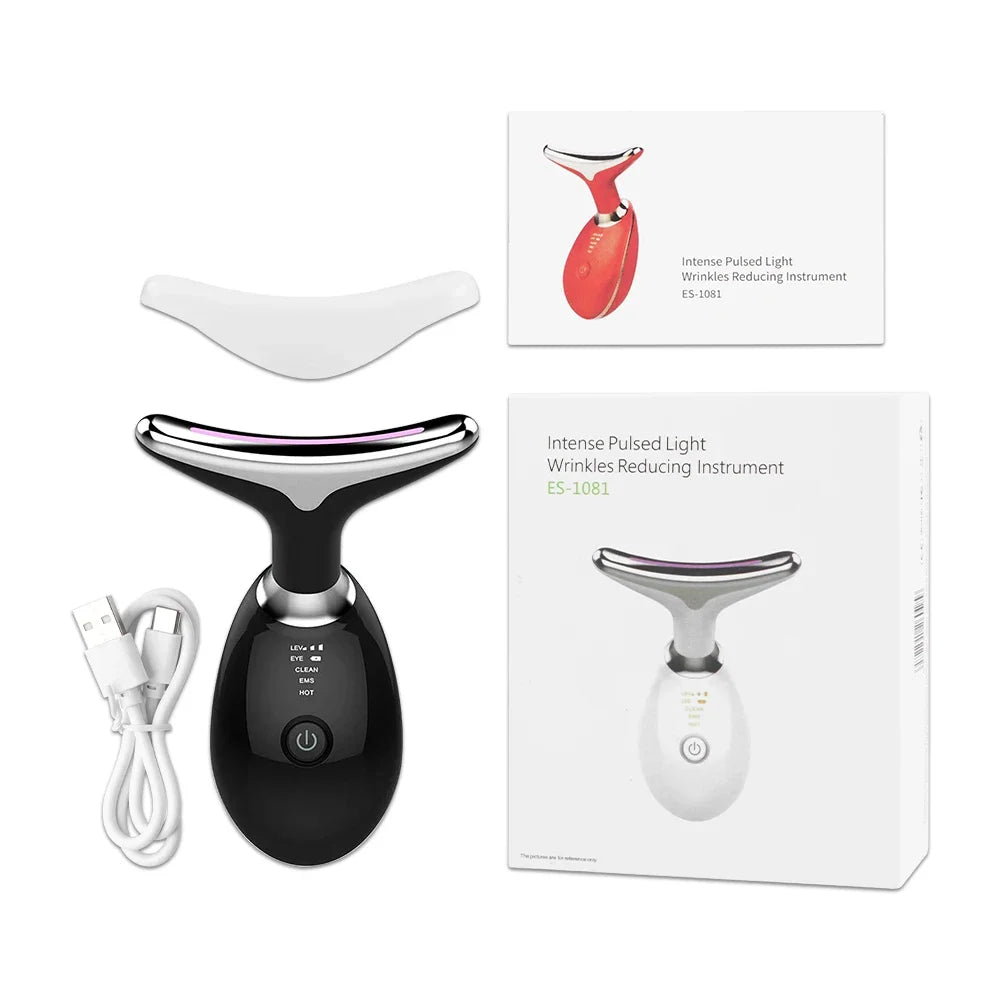 Appareil de beauté pour lifting du visage et du cou, appareil de massage facial EMS, thérapie par lumière LED, élimination du double menton, rajeunissement de la peau, raffermissement, anti-rides