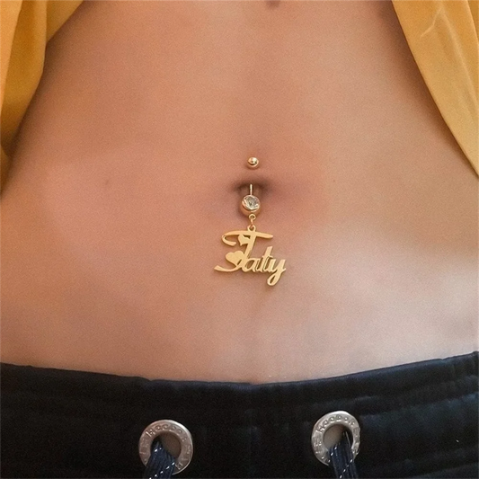 Anneau de nombril personnalisé avec nom perforé sexy, anneau de nombril avec nom en cristal, bijoux de corps à la mode