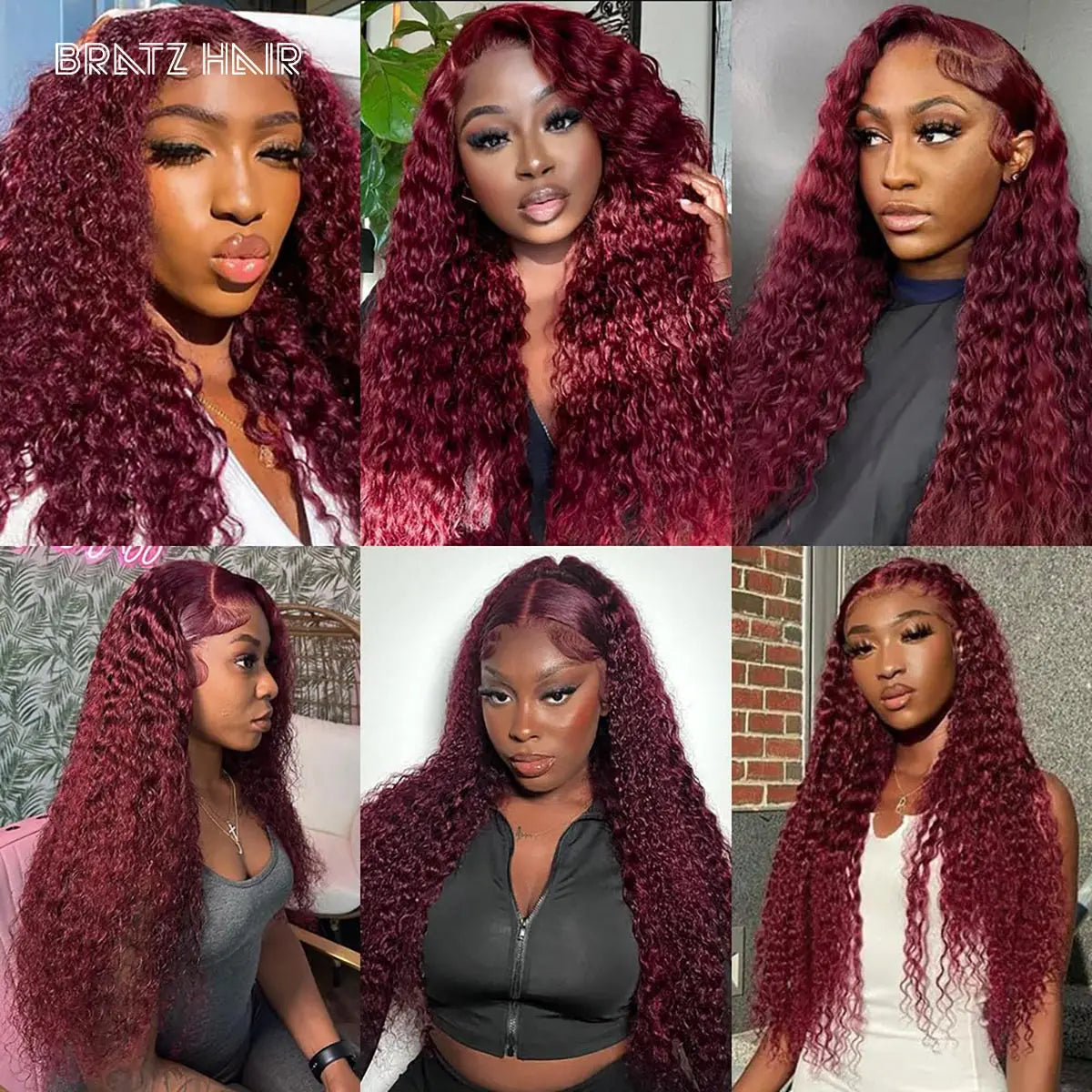 Perruque sans colle haute densité couleur bordeaux 400, 100 % cheveux humains, frisés, 13x6, avec dentelle frontale, brésilienne, pré-épilée, couleur bordeaux 99J