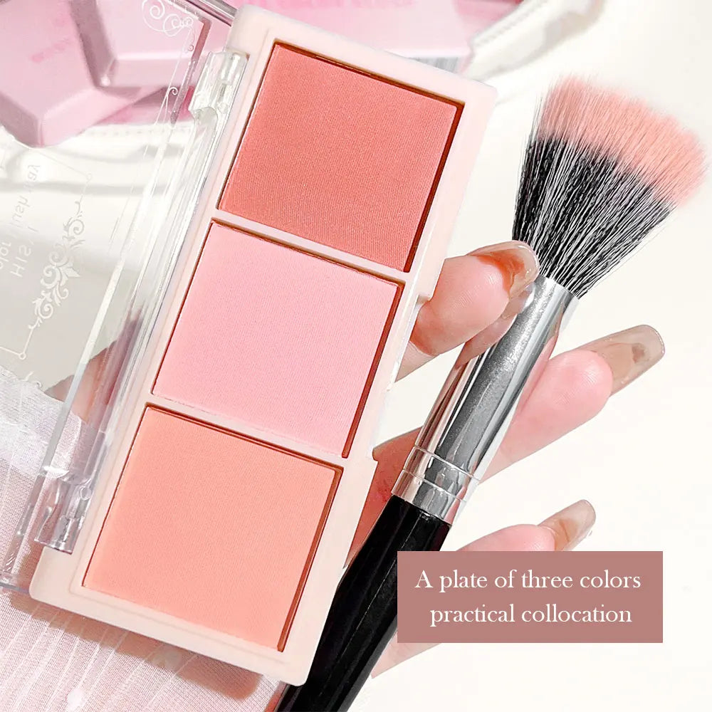 Fard à paupières 3 couleurs rouge joues nude maquillage naturel mat thé au lait orange maquillage longue tenue rendu des couleurs élevé invisible