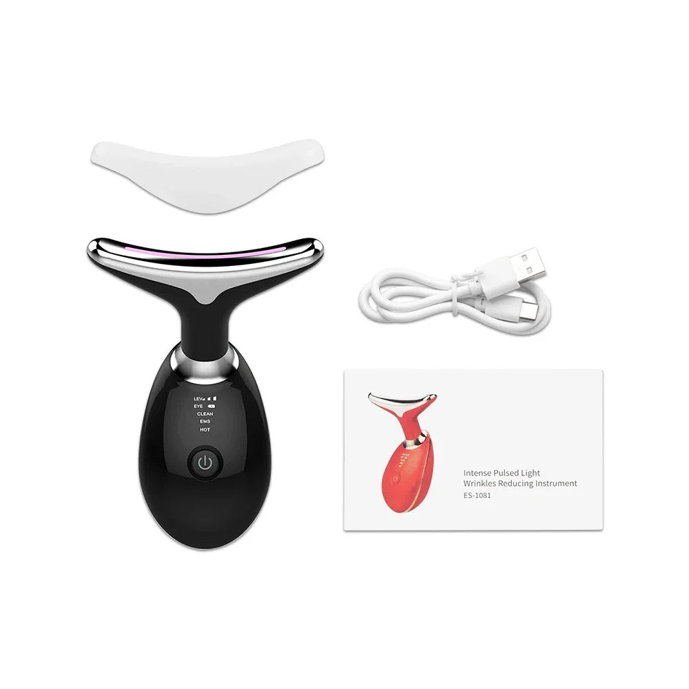Appareil de beauté pour lifting du visage et du cou, appareil de massage facial EMS, thérapie par lumière LED, élimination du double menton, rajeunissement de la peau, raffermissement, anti-rides