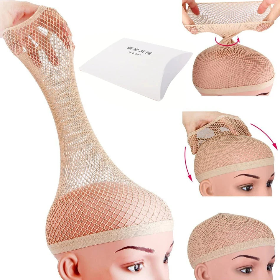 Lot de 2 bonnets en résille pour perruques noires et blondes, de bonne qualité, ouverts à une extrémité, pour femmes