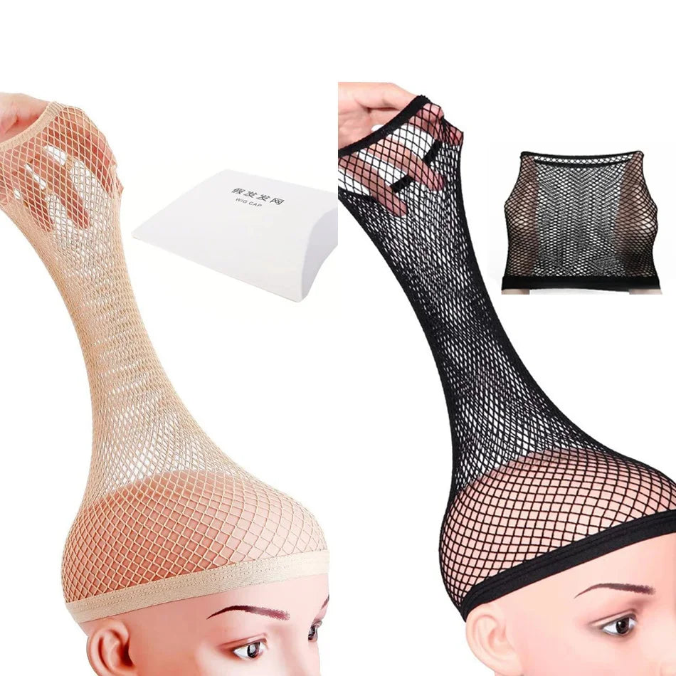 Lot de 2 bonnets en résille pour perruques noires et blondes, de bonne qualité, ouverts à une extrémité, pour femmes