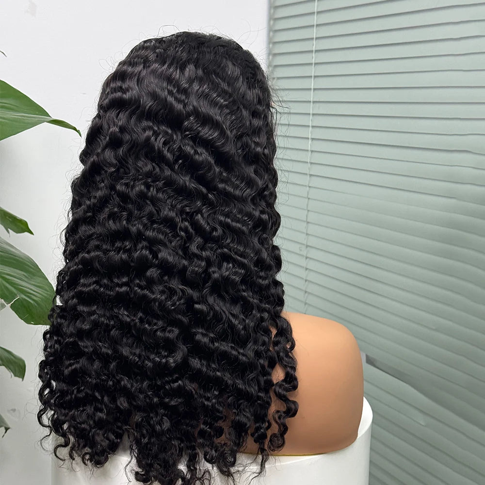 Perruque birmane bouclée ombrée 5x5, densité 300 %, cheveux humains à double trame, avec dentelle transparente sur le devant, pour femmes noires