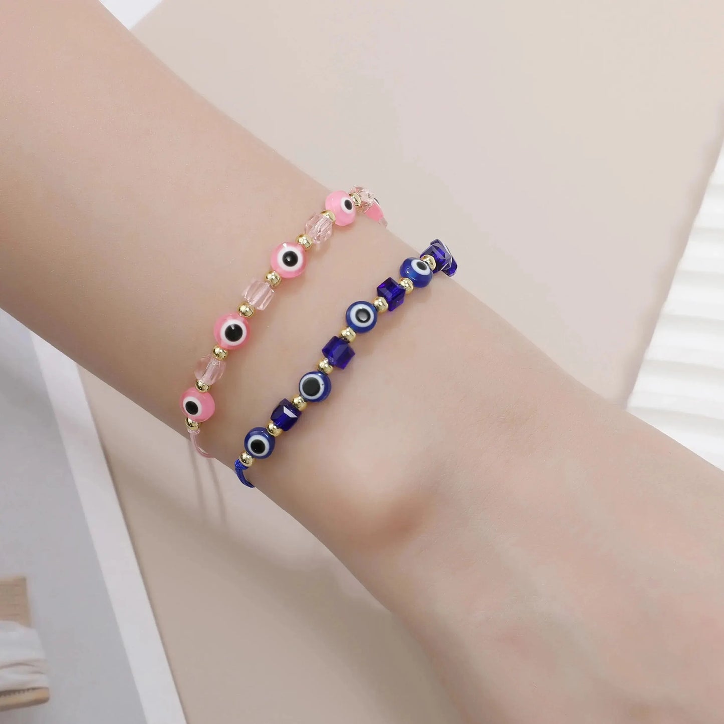 Lot de 12 bracelets carrés en cristal contre le mauvais œil, faits à la main, bracelets de prière réglables, bijoux de poignet, cadeau pour ami