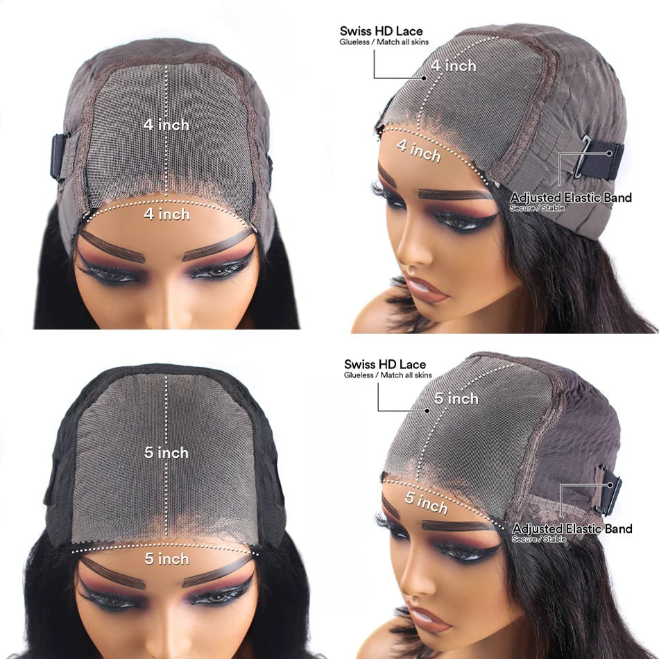 Perruques brésiliennes bouclées sans colle avec dentelle frontale HD 5x5, cheveux naturels, prêtes à porter, 30 à 32 pouces, perruques ondulées profondes avec dentelle frontale HD 4x4 pour femmes