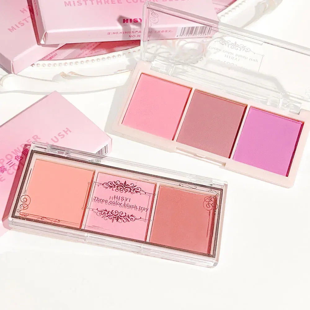 Fard à paupières 3 couleurs rouge joues nude maquillage naturel mat thé au lait orange maquillage longue tenue rendu des couleurs élevé invisible