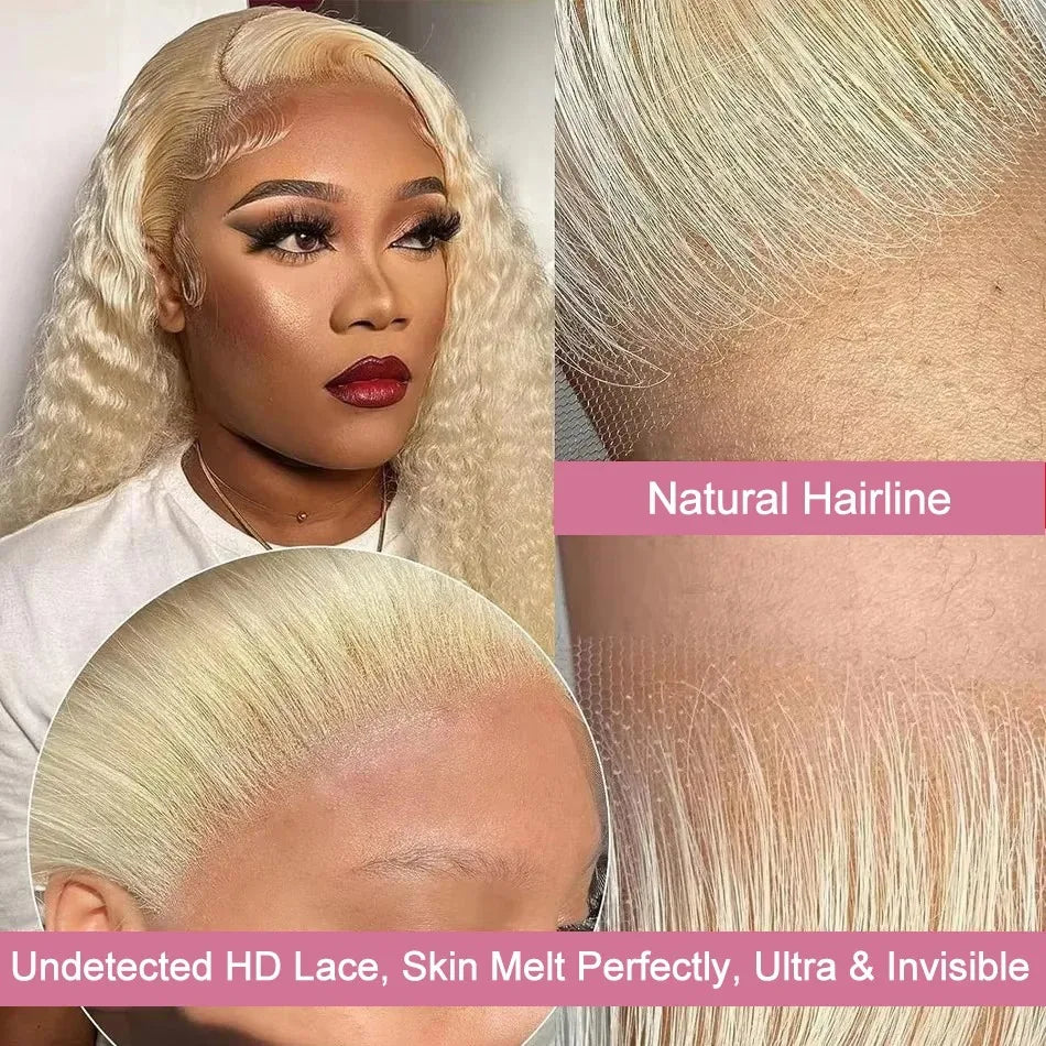 Perruque Lace Frontal Wig 613 HD 13x6, cheveux humains ondulés, 13x4, couleur blonde, bouclés, pour femmes noires