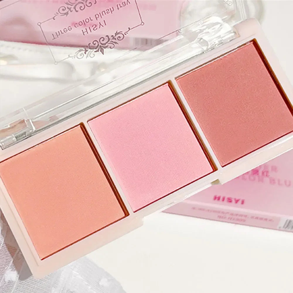 Fard à paupières 3 couleurs rouge joues nude maquillage naturel mat thé au lait orange maquillage longue tenue rendu des couleurs élevé invisible