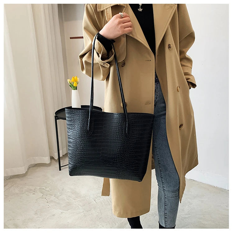 Grand sac à bandoulière en cuir PU pour femmes, sacs à main tendance de créateur, sacs fourre-tout