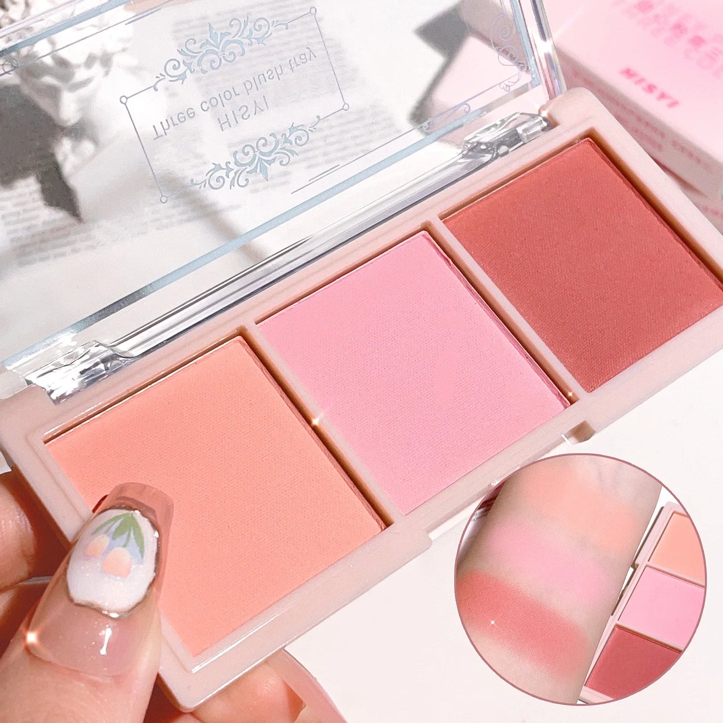 Fard à paupières 3 couleurs rouge joues nude maquillage naturel mat thé au lait orange maquillage longue tenue rendu des couleurs élevé invisible