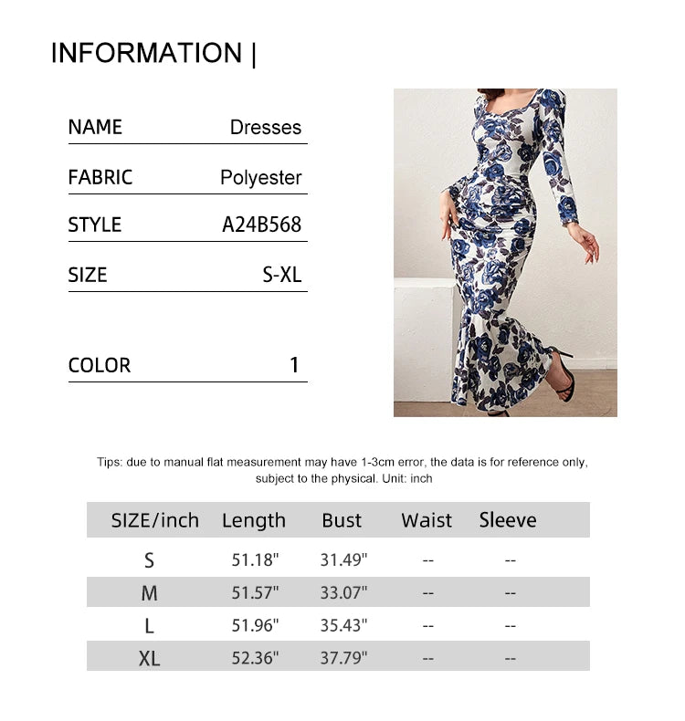 Robe élégante à manches longues et col carré pour femme, nouvelle collection printemps-été 2024