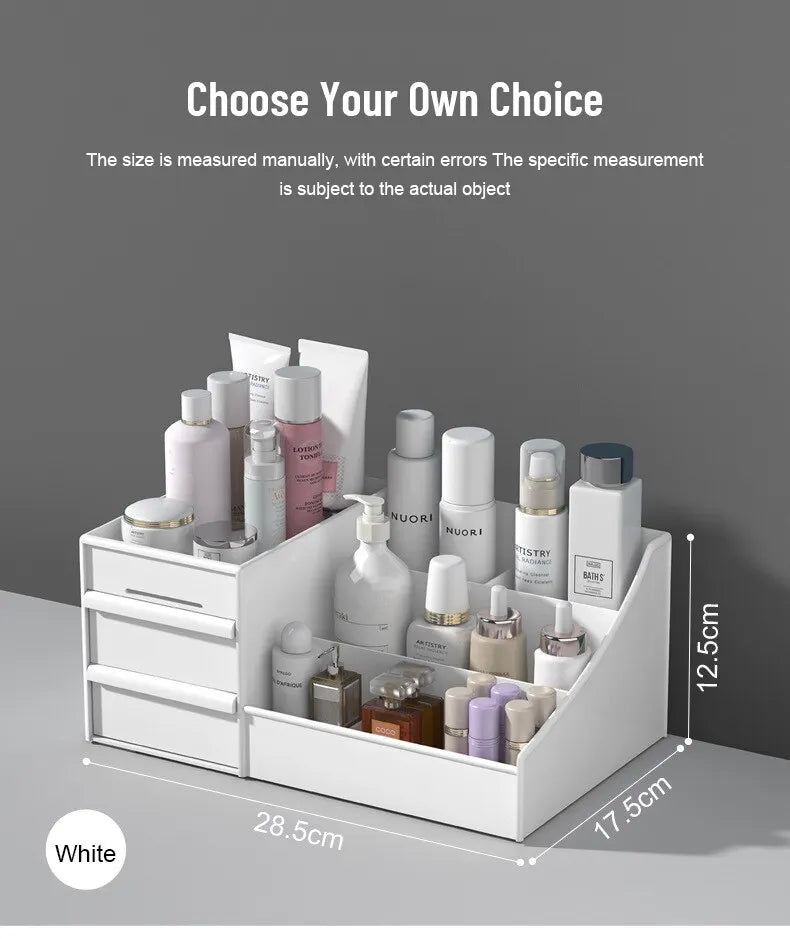 1 tiroir blanc pour maquillage, boîte de rangement, finition dortoir, étagère en plastique, cosmétiques, soins de la peau, coiffeuse, bureau