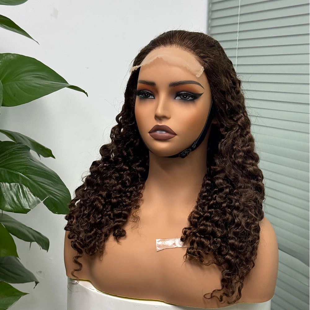Perruque birmane bouclée ombrée 5x5, densité 300 %, cheveux humains à double trame, avec dentelle transparente sur le devant, pour femmes noires