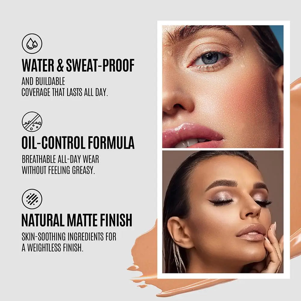 Fond de teint liquide LOOKAVE longue tenue, couvrance totale, crème mate, fond de teint CC, correcteur de maquillage, base liquide naturelle, hydratant