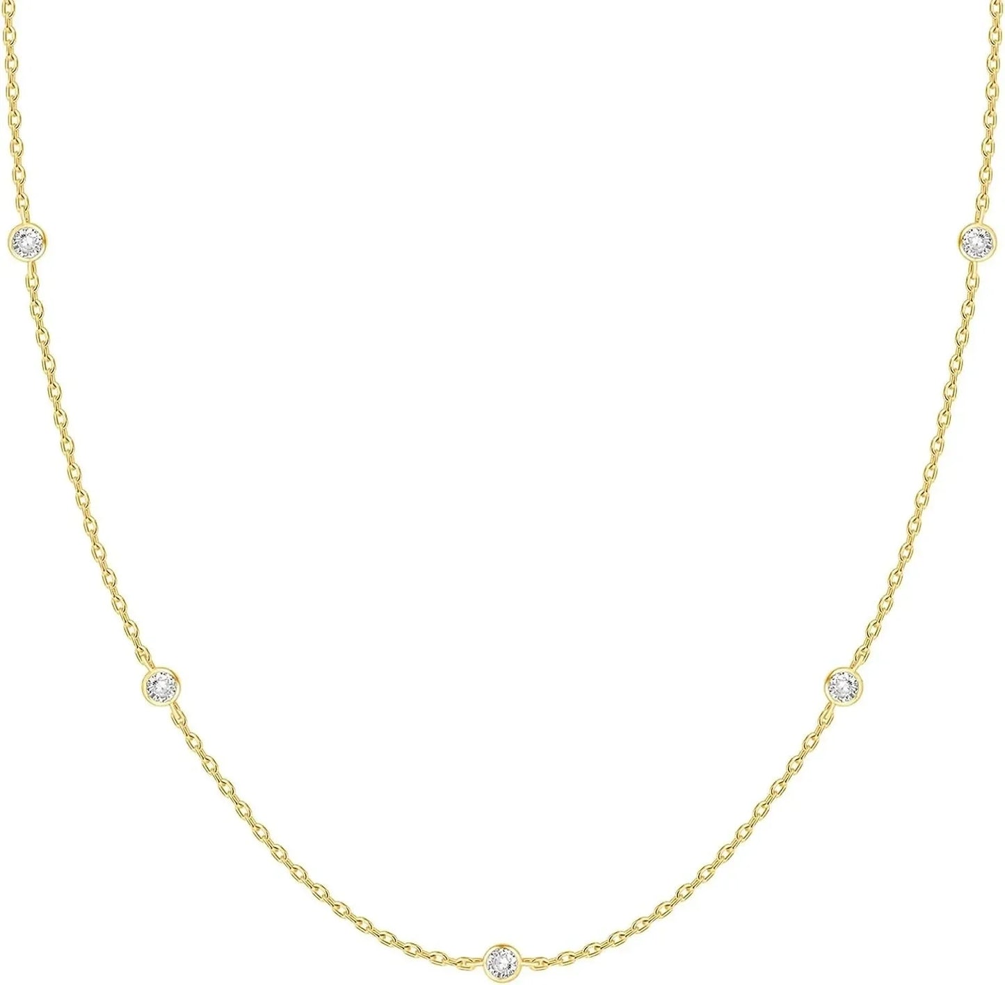 Collier de station plaqué or K, collier de diamant plaqué argent pour femmes, colliers de diamants simulés, cadeau pour femmes, chaîne CZ