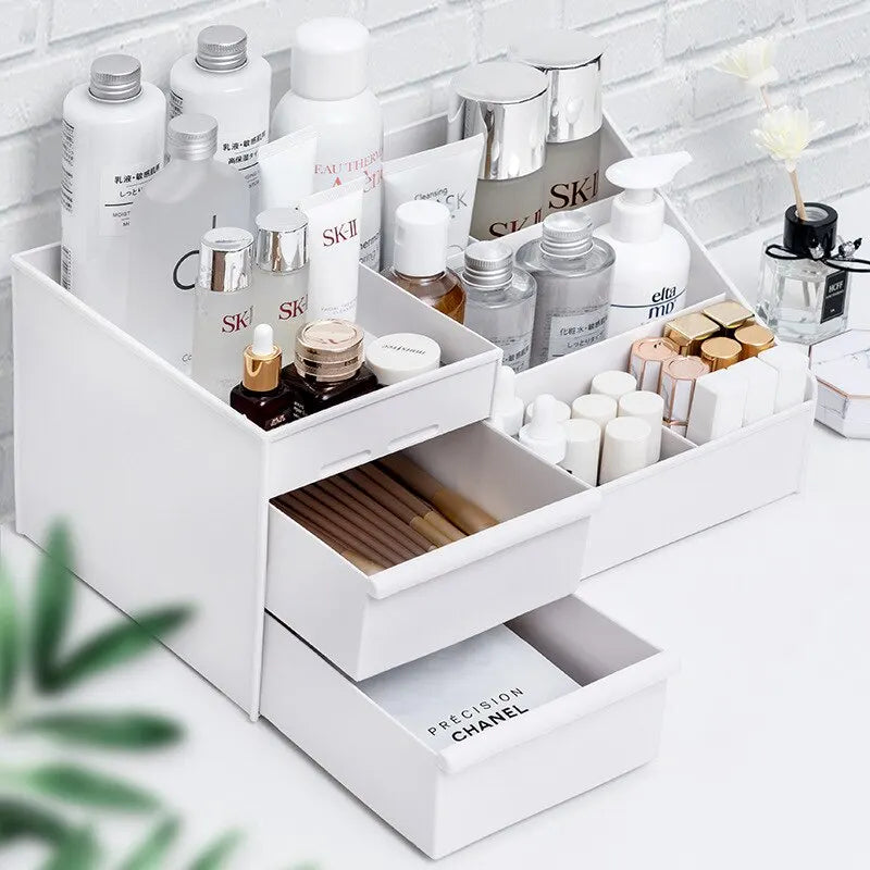 1 tiroir blanc pour maquillage, boîte de rangement, finition dortoir, étagère en plastique, cosmétiques, soins de la peau, coiffeuse, bureau