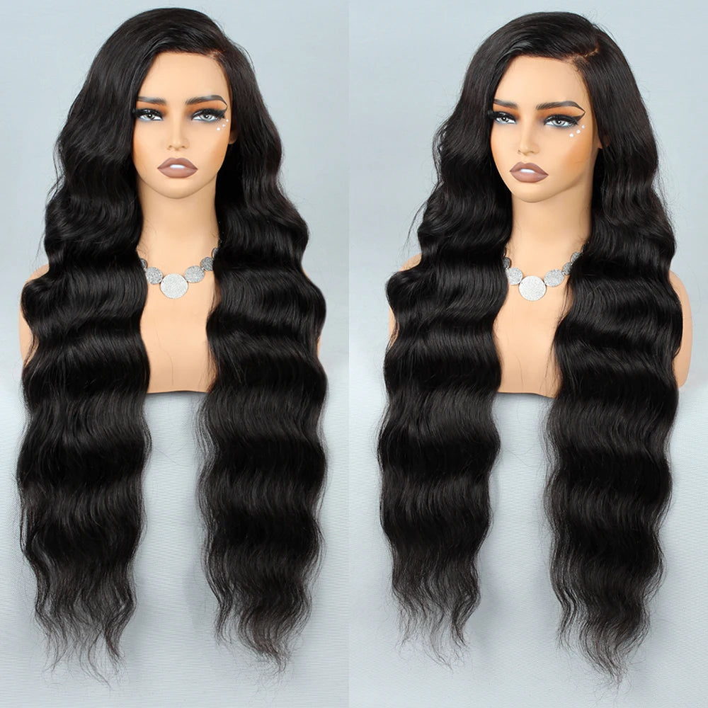 Perruques sans colle 9x6 Wear and Go en cheveux humains pré-épilés, pré-coupés, dentelle frontale 1B/30, mèches ombrées, ondulées