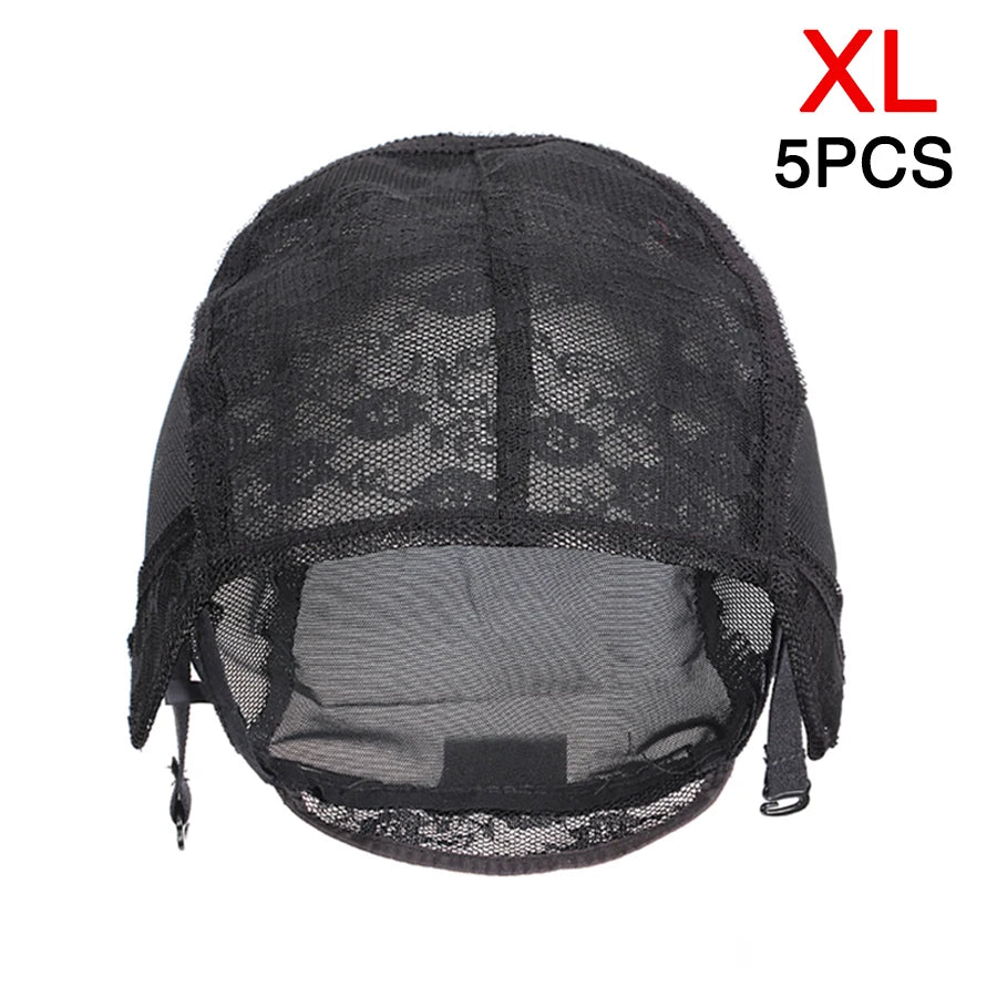 Lot de 5 bonnets de perruque en résille extensibles avec bretelles réglables pour la fabrication de perruques