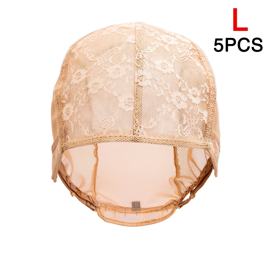 Lot de 5 bonnets de perruque en résille extensibles avec bretelles réglables pour la fabrication de perruques