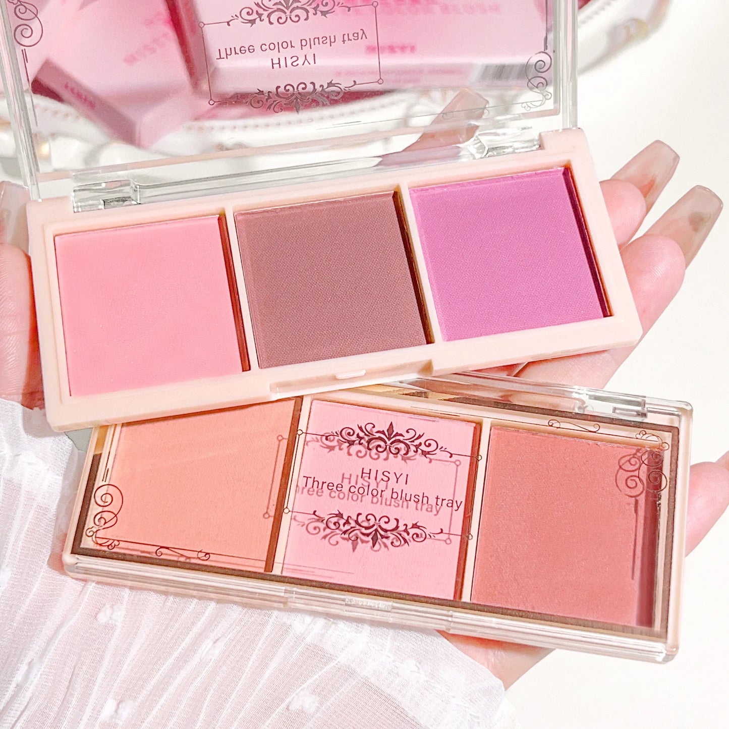 Fard à paupières 3 couleurs rouge joues nude maquillage naturel mat thé au lait orange maquillage longue tenue rendu des couleurs élevé invisible