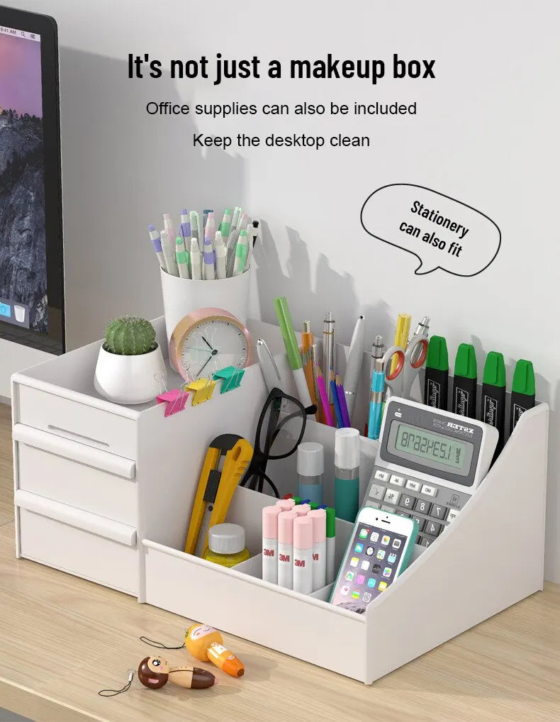 1 tiroir blanc pour maquillage, boîte de rangement, finition dortoir, étagère en plastique, cosmétiques, soins de la peau, coiffeuse, bureau