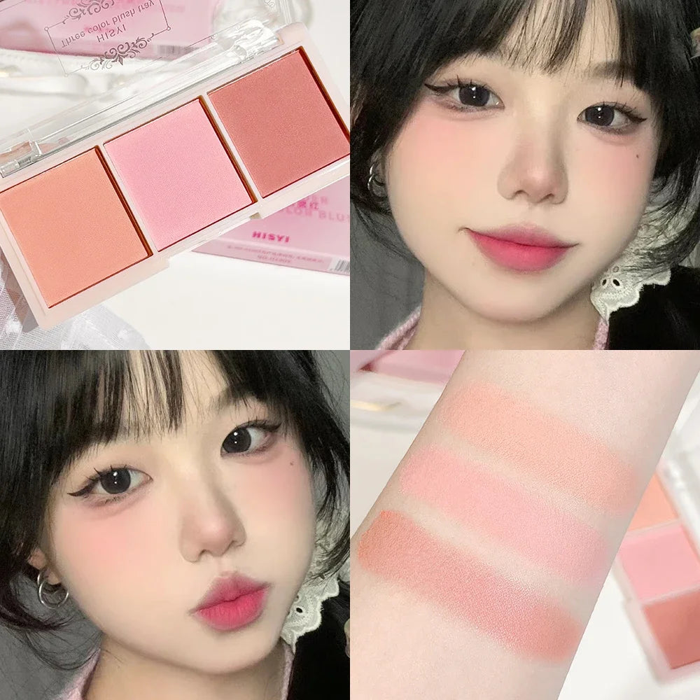 Fard à paupières 3 couleurs rouge joues nude maquillage naturel mat thé au lait orange maquillage longue tenue rendu des couleurs élevé invisible