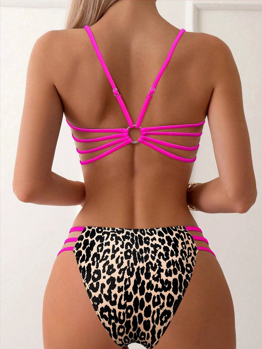 Maillot de bain sexy léopard pour femmes, micro bikini, taille haute, bandeau brésilien, vêtements de plage, 2025
