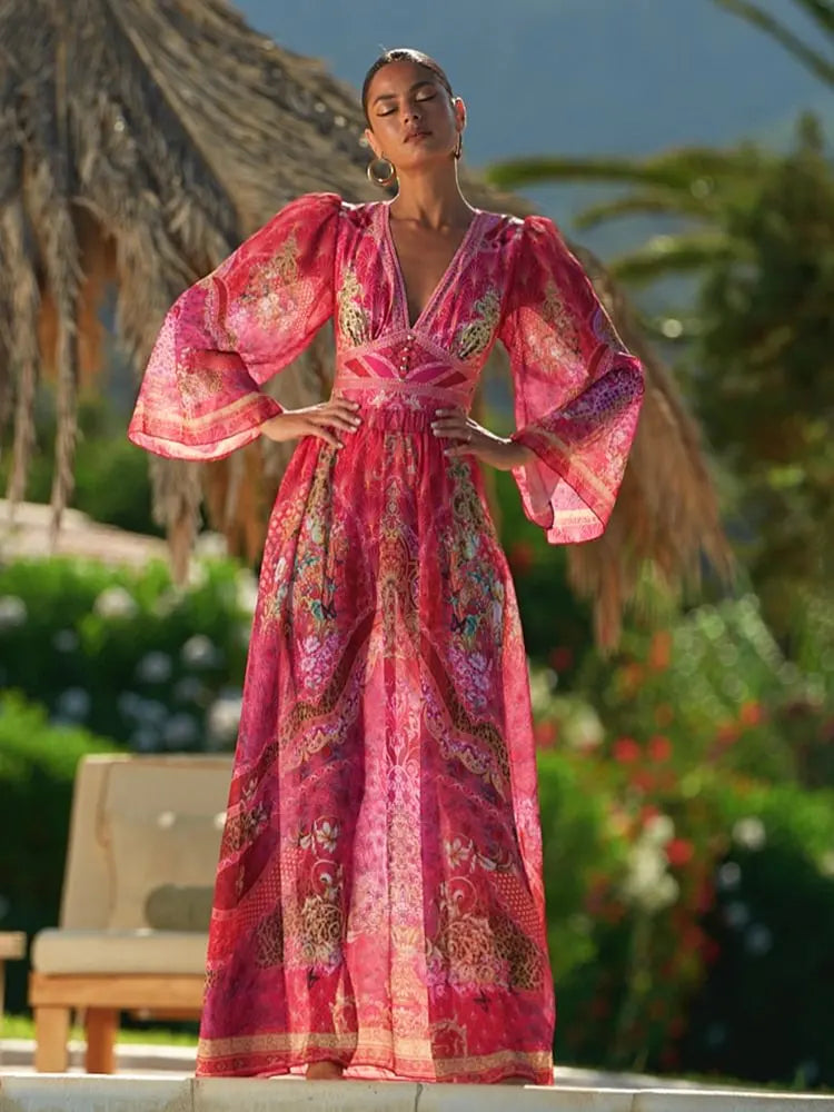Maillot de bain une pièce à manches longues et jupe pour femme, imprimé vert jungle, 2025