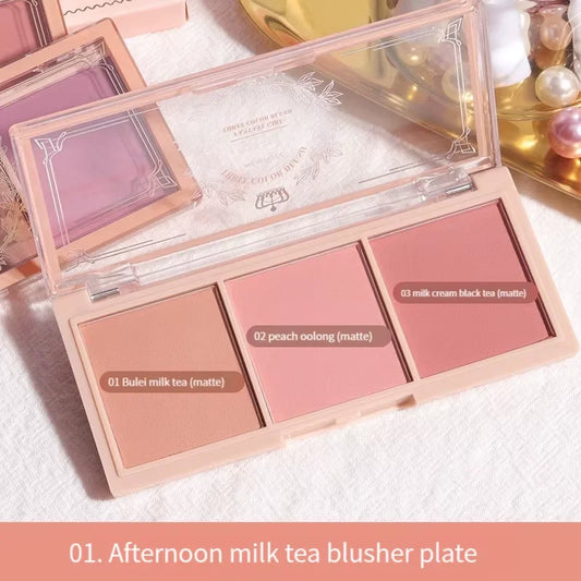 Fard à paupières 3 couleurs rouge joues nude maquillage naturel mat thé au lait orange maquillage longue tenue rendu des couleurs élevé invisible