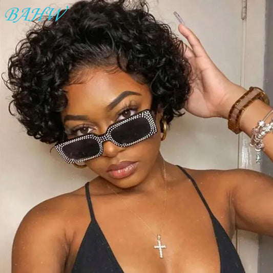 Perruque Pixie Cut indienne 1B/99J couleur 13X1 perruque en dentelle Jerry bouclée courte Bob perruque de cheveux humains pour femmes couleur noire naturelle perruque en gros