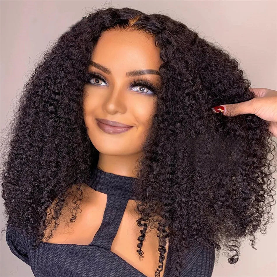 Perruques 100 % sans colle, cheveux humains, prêtes à porter, nœuds décolorés, 6x4, pré-découpées, HD transparentes, sans colle, crépues et bouclées