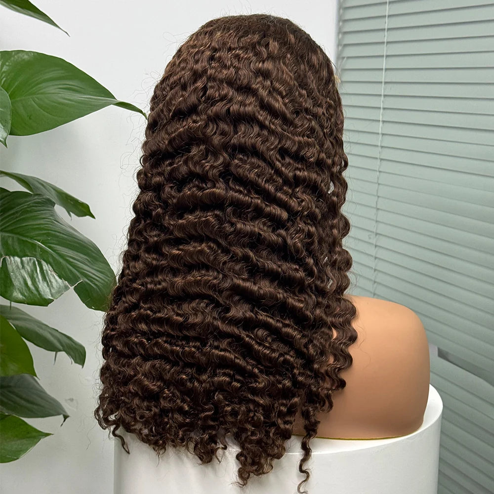 Perruque birmane bouclée ombrée 5x5, densité 300 %, cheveux humains à double trame, avec dentelle transparente sur le devant, pour femmes noires