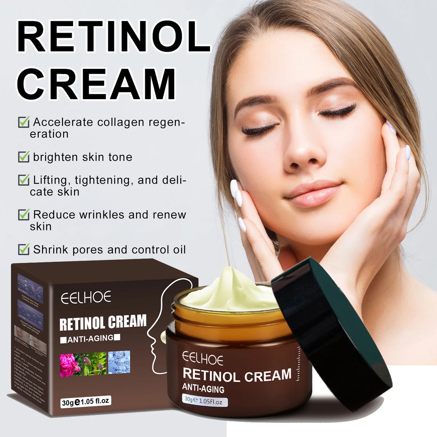 Crème visage antirides au rétinol, raffermissante, liftante, anti-âge, estompe les ridules, hydratante, blanchissante, soins de la peau, cosmétiques coréens
